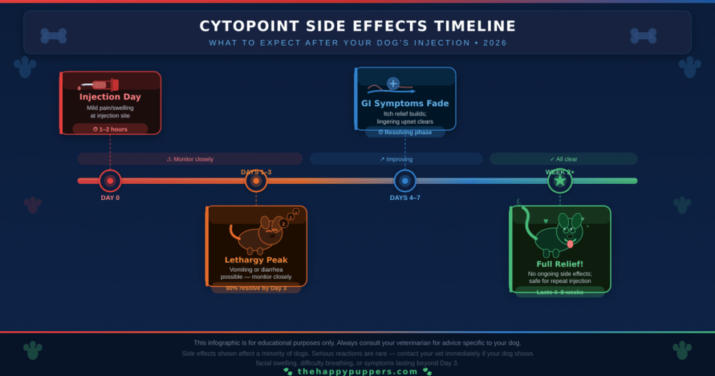 An infographic showing the cytopoint_timeline_happypuppers
